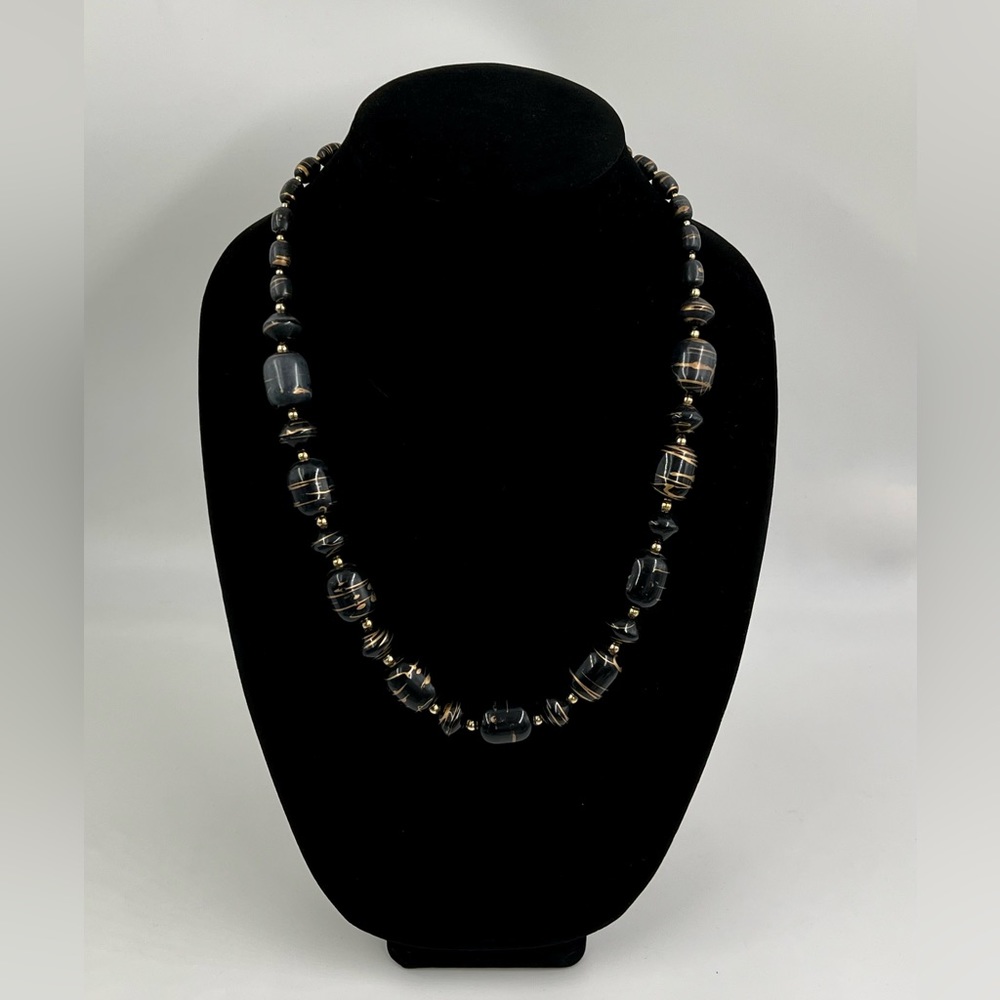 Vintage Navy and Gold Tone Necklace